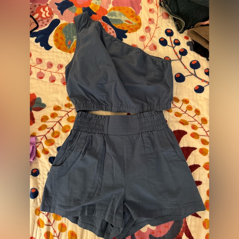 Blue One-Shoulder Set